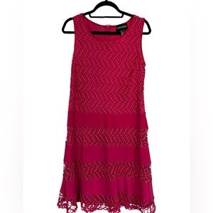 Frank Lyman Sleeveless eyelet magenta dress size 12